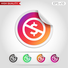 Colored icon or button of stop usd symbol with background