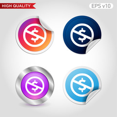 Colored icon or button of stop usd symbol with background