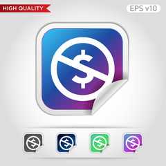 Colored icon or button of stop usd symbol with background