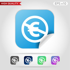 Colored icon or button of stop euro symbol with background