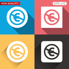Colored icon or button of stop euro symbol with background