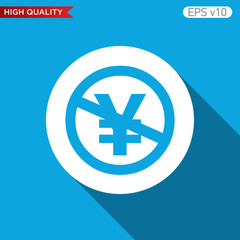 Colored icon or button of stop yen symbol with background
