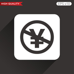 Colored icon or button of stop yen symbol with background