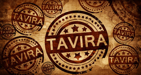 Tavira, vintage stamp on paper background