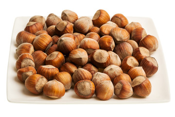 Plate of hazelnuts