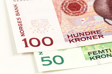 two norwegian krone bank notes