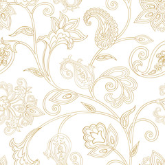 Floral pattern. Seamless oriental arabesque background. Tiled ornament
