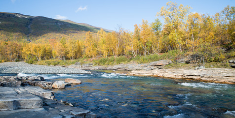 Abiskojakka river in Abisko national park 