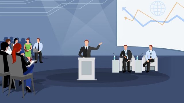Business conference scene animation footage