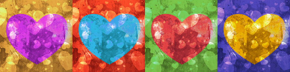 Multi-Colored Grungy Love Hearts
