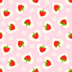 Floral seamless pattern with strawberry