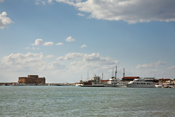 Obraz premium Castle and Port in Pathos. Cyprus