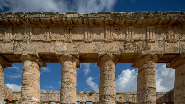 timelapse of the greek ruins of segesta in sicily, italy