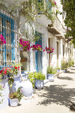 LANJARON, ANDALUCIA/SPAIN-APRIL 30, 2014: Colorful street view i