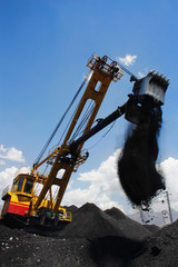 Excavator mixes coal
