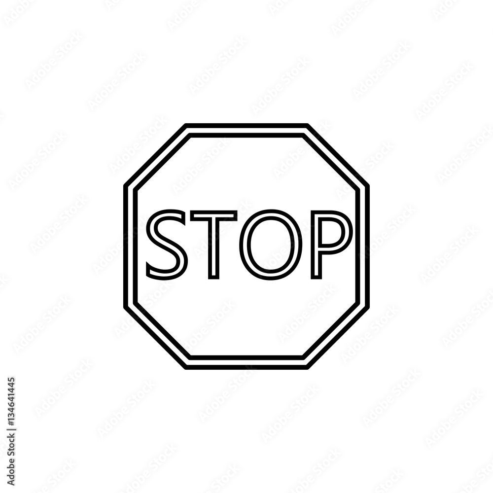Poster stop line icon, traffic regulatory and warning stop sign, vector graphics, a linear pattern on a whi
