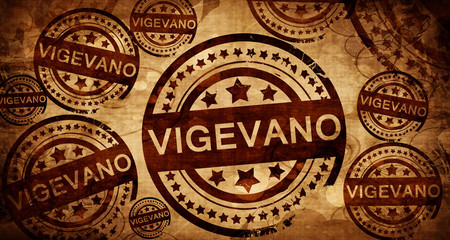Vigevano, vintage stamp on paper background