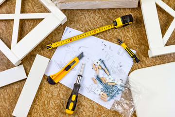Tools, instructions and details for self assembly furniture