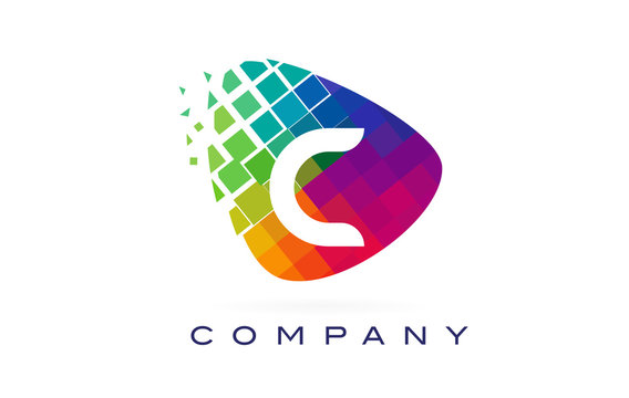 Letter C Colourful Rainbow Logo Design.
