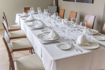festive table setting banquet hall