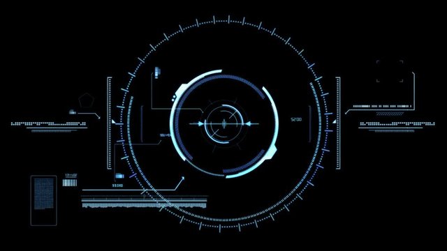 High technology viewfinder. High quality futuristic viewfinder. It's ideal for the inside to the movie, or animation material. Inside three animations: 1. Blue glowing viewfinder, 2. White, matte view