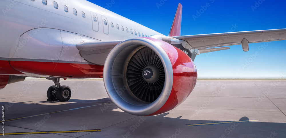 Wall mural turbine of an airliner