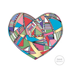 Hearts hand drawn vector background. Abstract stylized love illustration.