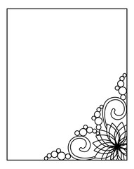 Elegant vertical frame with contours of flowers.  Vector clip art.
