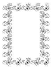 Elegant vertical frame with contours of flowers.  Vector clip art.