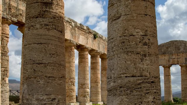 timelapse of the greek ruins of segesta in sicily, italy