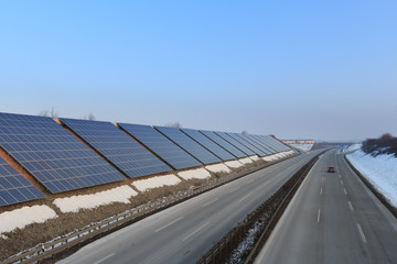 Solar panels at german autobahn highway