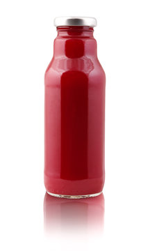 Beetroot juice bottle isolated on white background