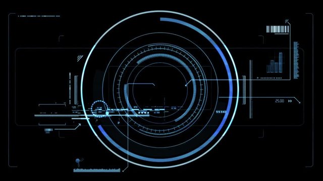 igh technology viewfinder. High quality futuristic viewfinder. It's ideal for the inside to the movie, or animation material. Inside three animations: 1. Blue glowing viewfinder, 2. White, matte viewf