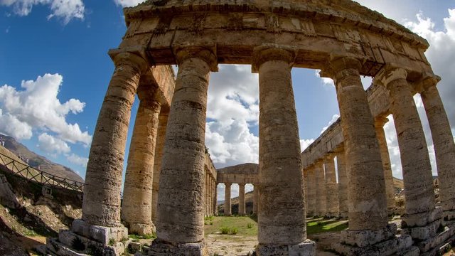 timelapse of the greek ruins of segesta in sicily, italy
