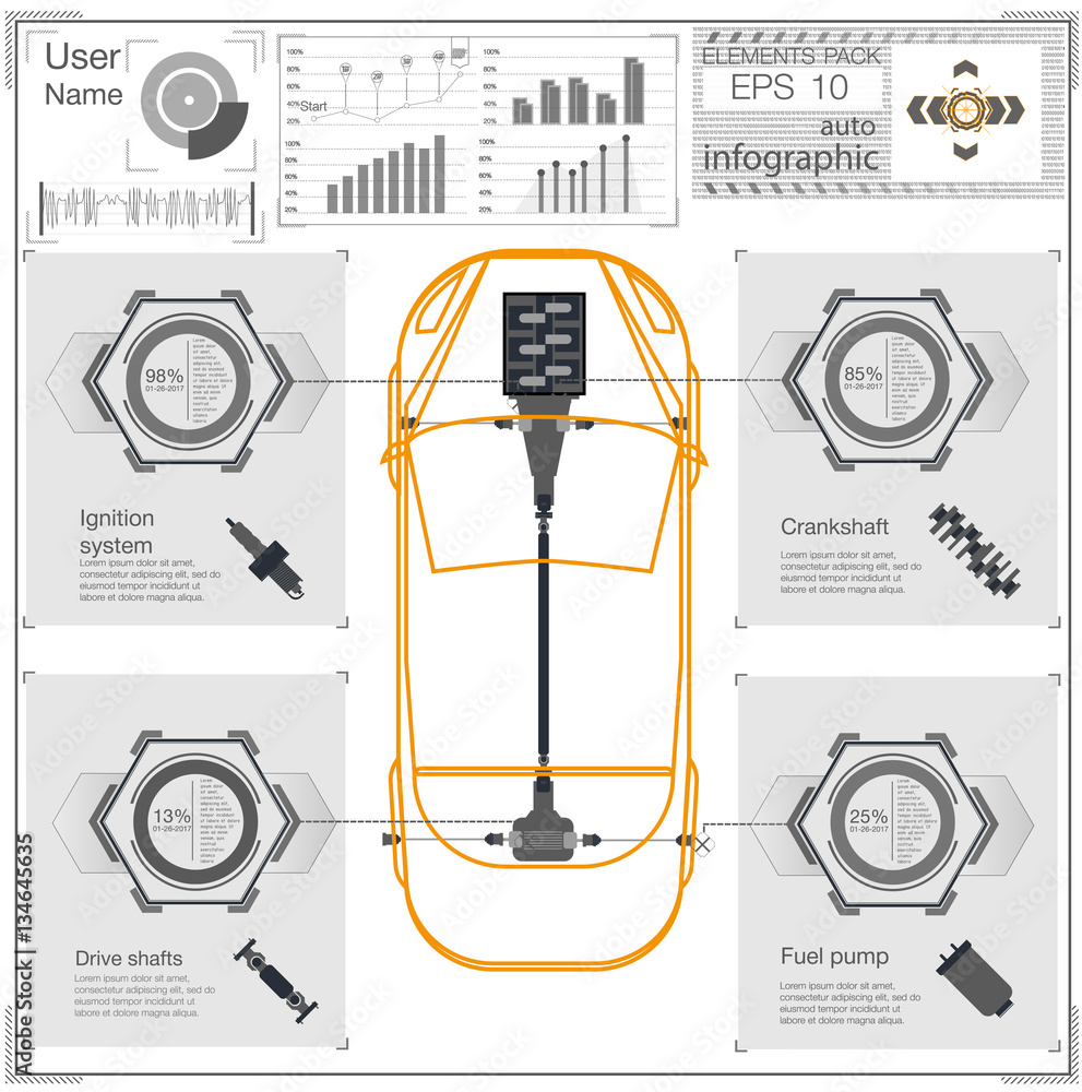 Poster futuristic user interface. abstract virtual graphic touch user interface. cars infographic. vector s