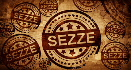 Sezze, vintage stamp on paper background