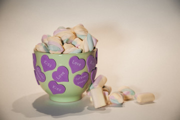 marshmallow in a valentine cup