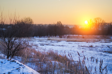 Sunrise in the winter