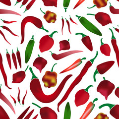 red chilli peppers types of hot chillies simple colorful collection seamless pattern eps10