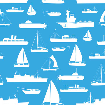 various transportation navy ships icons seamless blue pattern eps10