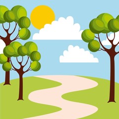 park with trees. colorful design. vector illustration