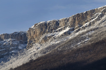 the majestic cliffs on a background of blue sky