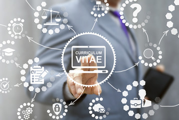 CV - Curriculum Vitae laptop job office interview business web online concept. Search vacancy...