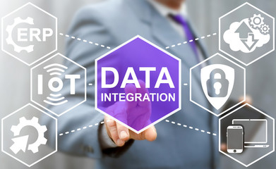 Data integration iot integration business internet computer network concept. Big data modernization erp information insurance database security communication web technology