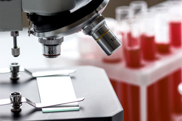 Medical equipment blood test in laboratory no one