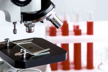Medical equipment blood test in laboratory no one