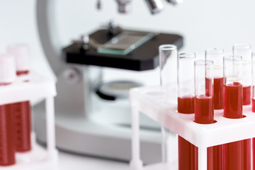 Medical equipment blood test in laboratory no one