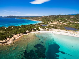 Store enrouleur Plage de Palombaggia, Corse Aerial  view  of Palombaggia beach in Corsica Island in France