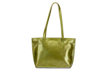 Elegant light green   leather woman's handbag isolated on white background, Women's Fashion Bags