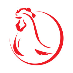 Isolated outline of a rooster, Vector illustration